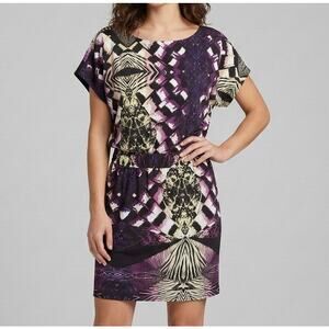 BCBGeneration Medium Dress Flutter Sleeve Geometric Print